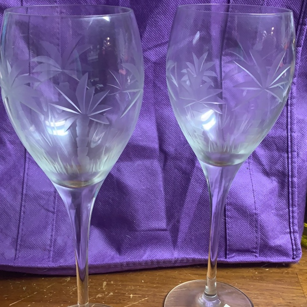 Pair of crystal wine glasses